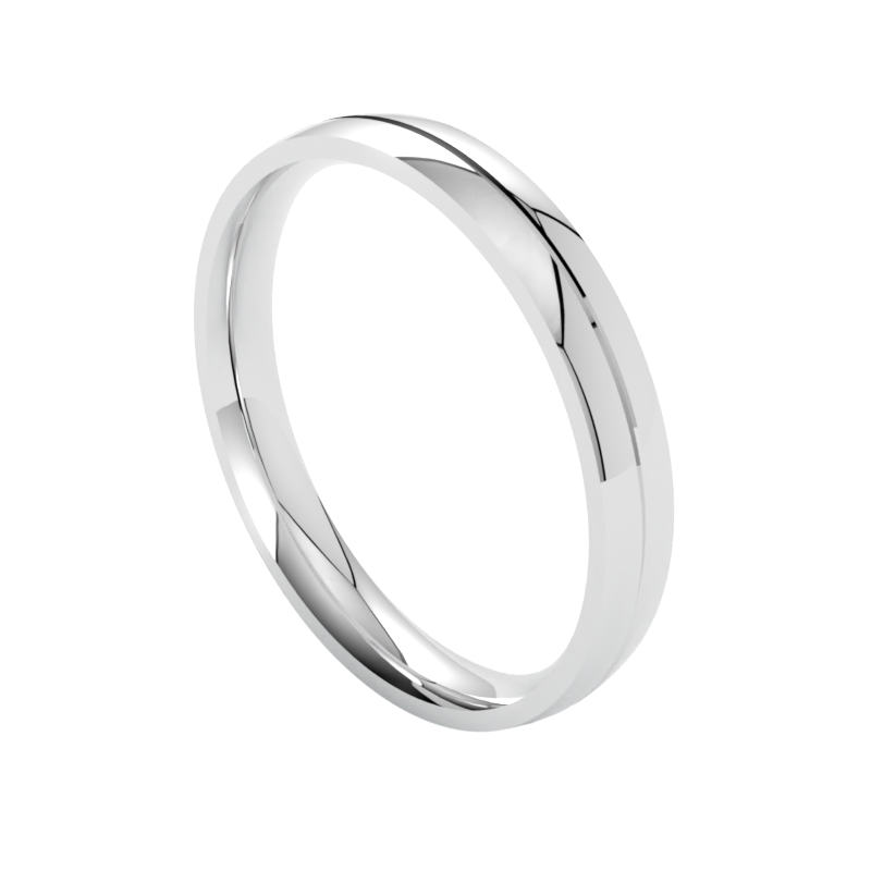 Subtelne obrączki ślubne złoto białe 585 półokrągłe